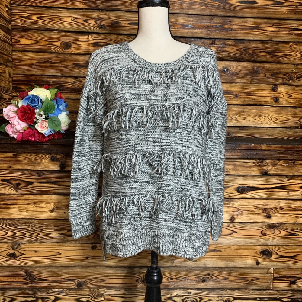 Express Wool Blend Oversize Fringe Sweater
